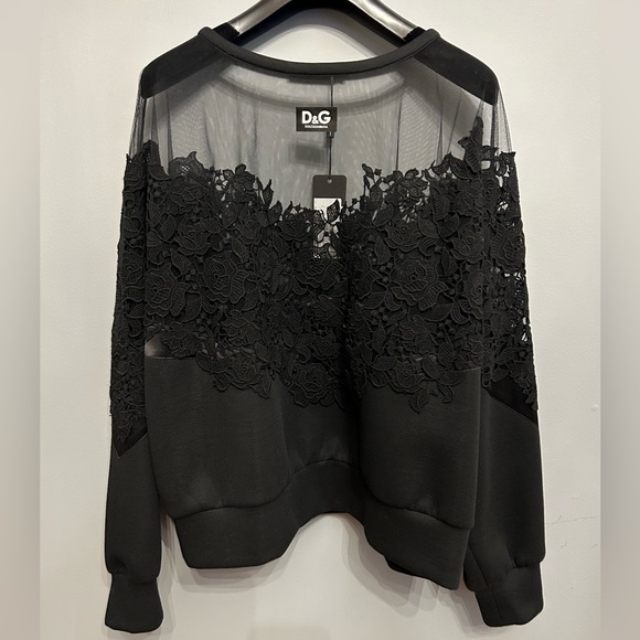 DOLCE & GABBANA Lace And Mesh Sweatshirt, size IT44 (US8/10) - Picture 5 of 13